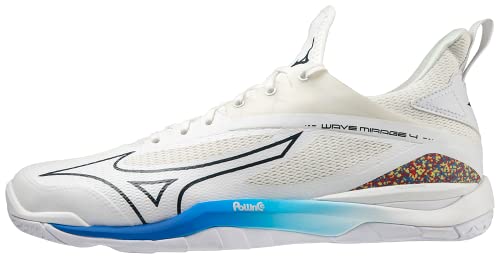 Mizuno Unisex Wave Mirage 4 Handballschuhe, Mehrfarbig (Undyed White Moonlit Ocean Peaceblue), 48.5 EU von Mizuno