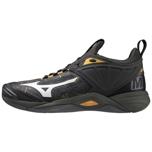 Mizuno Wave Momentum 2 Unisex Volleyballschuhe Farbe: Schwarz/Weiß/Gold (41); Größe: EUR 46.5 | US 12.5 | UK 11.5 von Mizuno