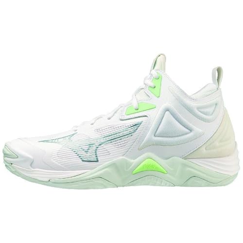 Mizuno Unisex Wave Momentum 3 Mid (W) Volleyballschuhe, Weiß/Grün (White Glacial Ridge Patina Green), 37 EU von Mizuno