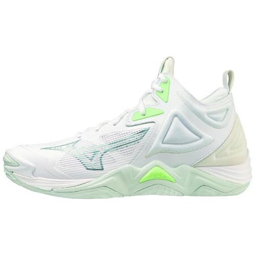 Mizuno Unisex Wave Momentum 3 Mid (W) Volleyballschuhe, Weiß/Grün (White Glacial Ridge Patina Green), 43 EU von Mizuno