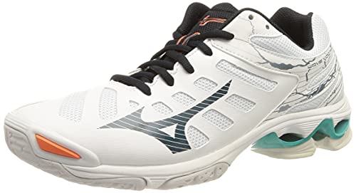 Mizuno Unisex Wave Voltage Volleyball-Schuh, Weiße Legionblaue Keramik, 50 EU von Mizuno