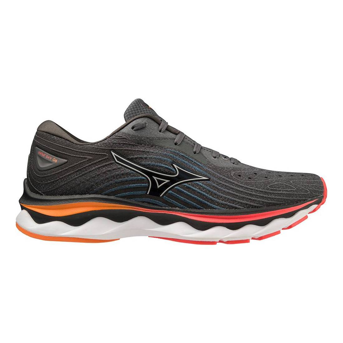 Mizuno WAVE SKY 6 Herren Laufschuhe Grau/Rot Gr. 41 von Mizuno