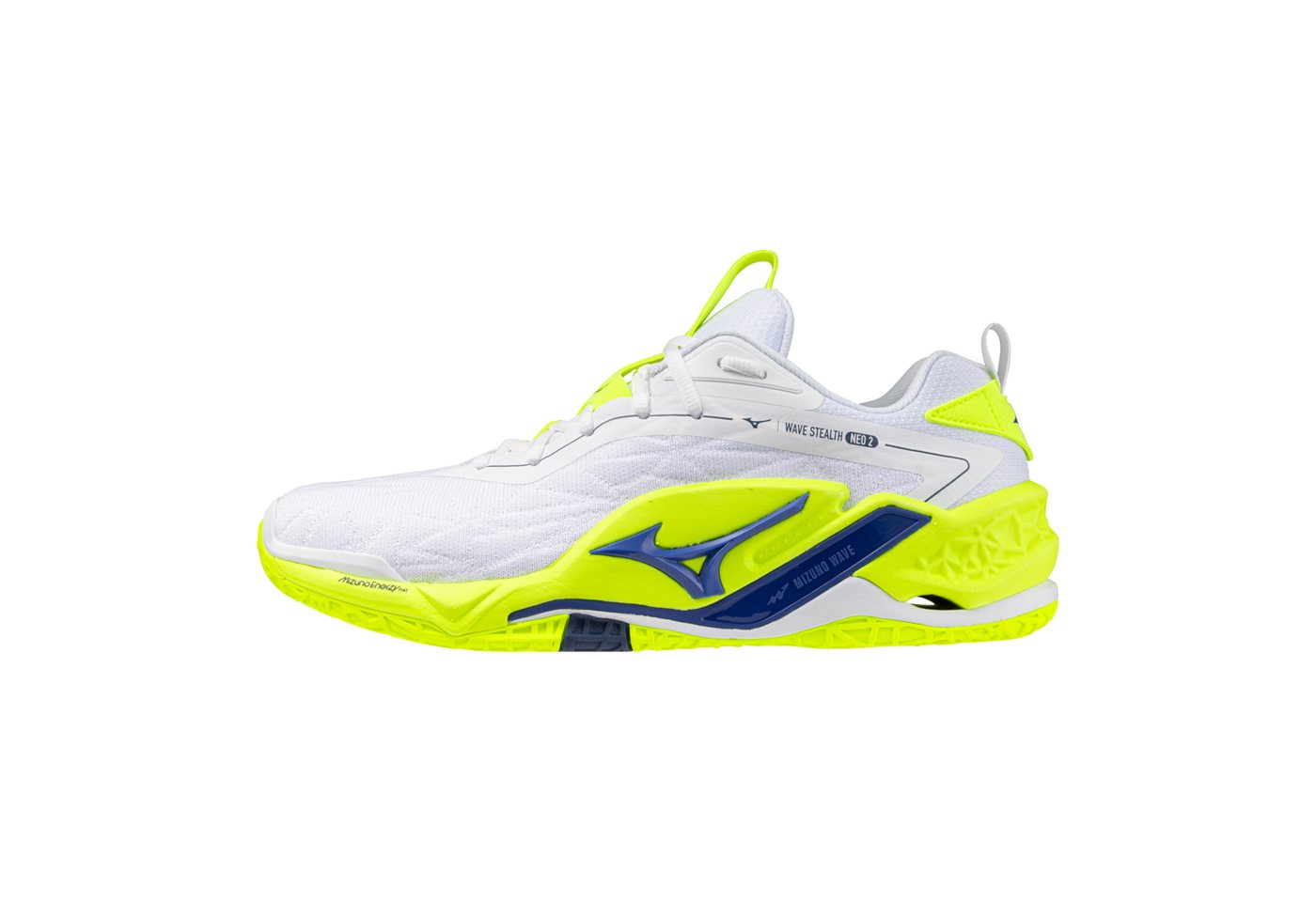 Mizuno WAVE STEALTH NEO 2 White/Lightning Yellow/Dazzling Blue Hallenschuh von Mizuno
