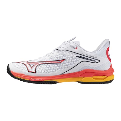 Mizuno Wave Exceed Tour 6 Ac Tennisschuh für Herren, Weiß-Fiery Coral, 44.5 EU von Mizuno