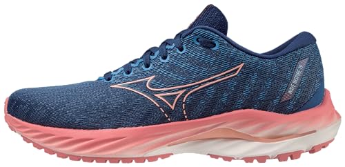 Mizuno Wave Inspire 19 Damen-Laufschuh, Blauer Quarz/Pfirsichknospe, 39 EU von Mizuno