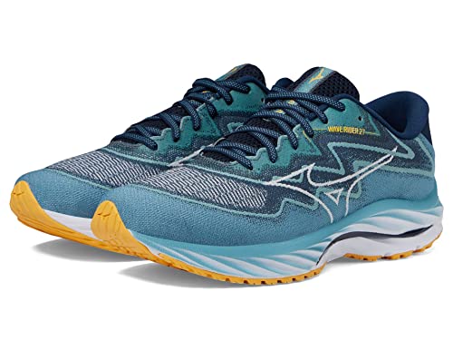 Mizuno Wave Rider 27 Herren Laufschuh, Adria Blue-Snow White, 44 EU von Mizuno