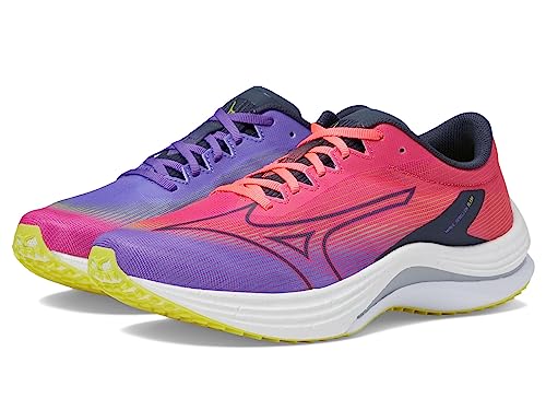 Mizuno Women's Wave Rebellion Flash Running Shoe, High/Vis Pink/Ombre Blue, 42.5 EU von Mizuno