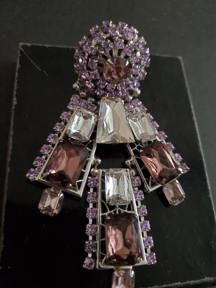 Runway Couture Crystal Purple Und Clear Ohrclips Signiert Ken Morrison von MjMirage