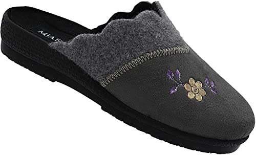 Mjartan Damen Hausschuhe Pantoffeln Schuhe Puschen Schlappen Nr. 6065 (grau, numeric_38) von Mjartan