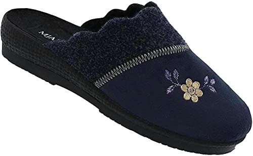 Mjartan Damen Hausschuhe Pantoffeln Schuhe Puschen Schlappen Nr. 6065 (navy, numeric_39) von Mjartan