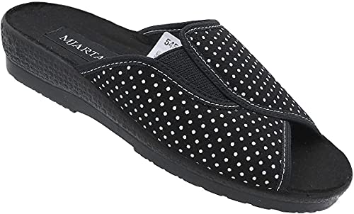 Mjartan Damen Sommer Hausschuhe Pantoffeln Schuhe Puschen Schlappen Nr. 545 (schwarz-weiß-dot, Numeric_37) von Mjartan