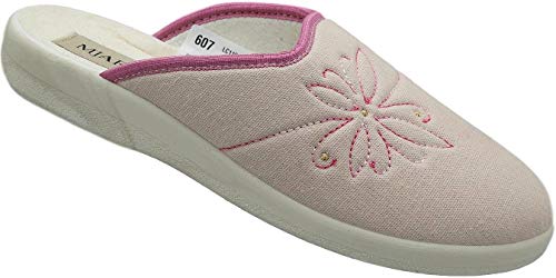 Mjartan Damen Sommer Hausschuhe Pantoffeln Schuhe Puschen Schlappen Nr. 607 (Creme, Numeric_38) von Mjartan