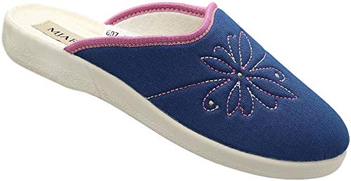 Mjartan Damen Sommer Hausschuhe Pantoffeln Schuhe Puschen Schlappen Nr. 607 (blau, numeric_40) von Mjartan