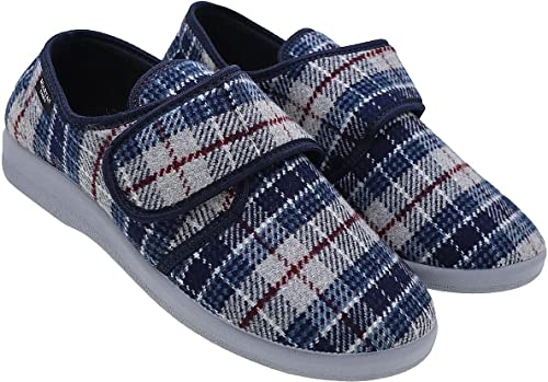 Mjartan Herren Hausschuhe Pantoffeln Latschen Schuhe Puschen Schlappen Nr. 652 (K50-S blau-weiß, Numeric_42) von Mjartan