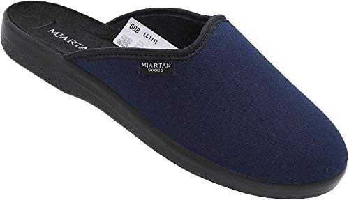 Mjartan Herren Hausschuhe Pantoffeln Schlappen Latschen Nr. 608-1 (blau, numeric_42) von Mjartan