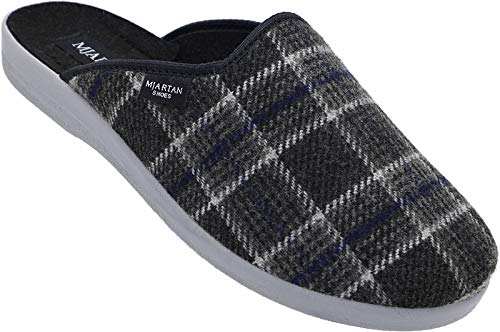Mjartan Herren Hausschuhe Pantoffeln Schlappen Latschen Nr. 608-1 (schwarz-kariert, Numeric_42) von Mjartan