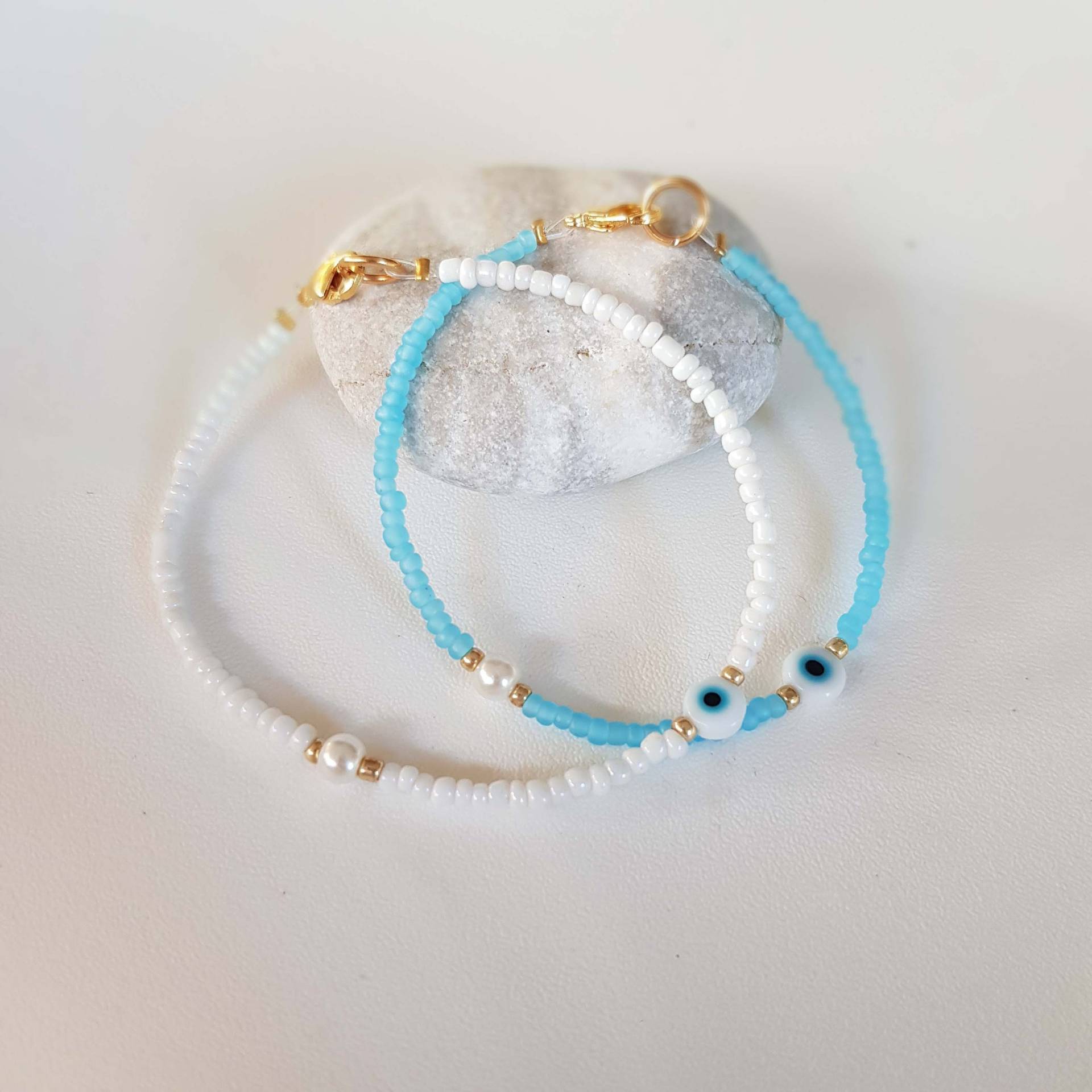 Perle Augenarmband Gold Perlen Armband Armkettchen Bohoarmband Auge Schmuck Strand Perle Augenarmband Gold Perlen Armband Armkettchen Bohoarmband Auge Schmuck Strand von MjewelsArt