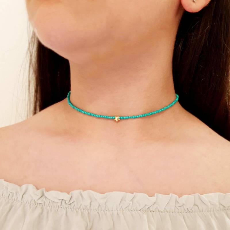 stern Perlen Halskette Halsband Ocean Boho Zierliche Kragen Gold Glas stern Perlen Halskette Halsband Ocean Boho Zierliche Kragen Gold Glas von MjewelsArt