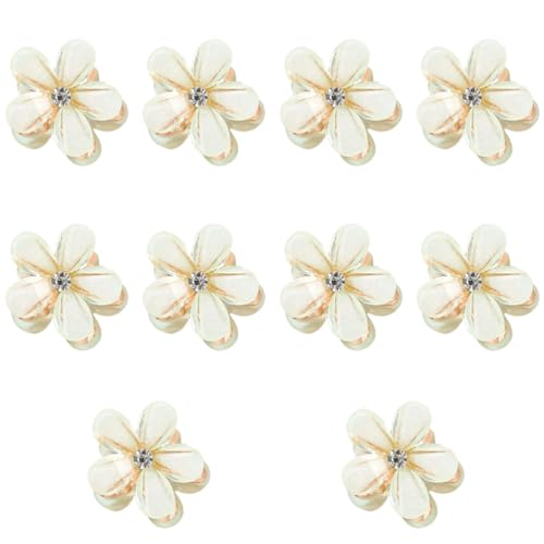 10 Stück hellgrüne Blumen-Strass-Mini-Haarspangen, Hochzeits-Braut-Haarschmuck, Geschenk für Damen von Mjzzh