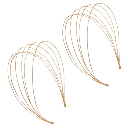 2er Set Damen Metall-Haarspangen, rutschfeste goldene Multischicht-Bandeaux, Alltag-Deko Gold-Plattierte Headbänder ohne Zähne von Mjzzh