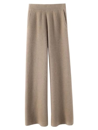 Mkjuuior Kaschmir Sweatpants Damen Herbst und Winter Hohe Taille Wolle Weites Bein Hosen Lässige Straight-Leg Lose Hosen, Khaki9, XS von Mkjuuior