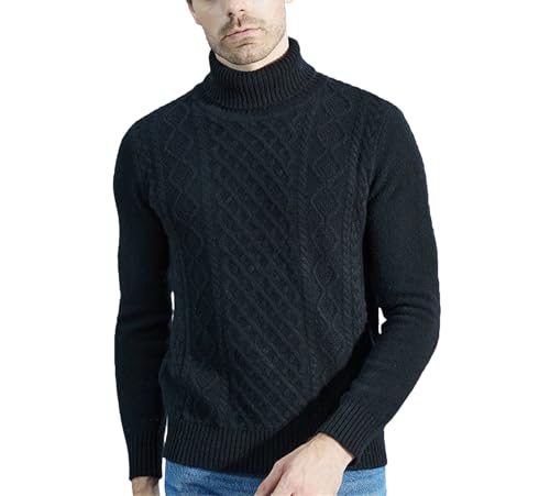 Mkjuuior Winter Rollkragen Herren Strickpullover Kaschmir Pullover Merinowolle Dicker Strickpullover, Schwarz , XL von Mkjuuior