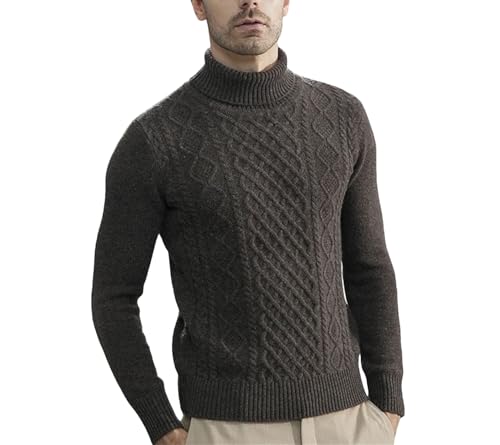 Mkjuuior Winter Rollkragen Herren Strickpullover Kaschmir Pullover Merinowolle Dicker Strickpullover, braun, M von Mkjuuior