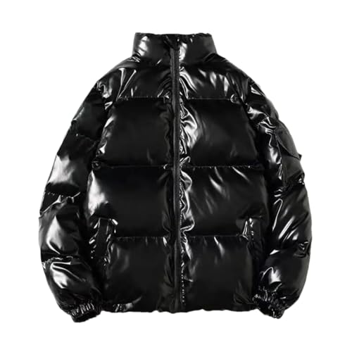 Mkjuuior Winter Warm Parka Mantel Herren Übergroße Blase Jacke Einfarbig Jacke Winter Retro Daunen Jacke Jacke von Mkjuuior