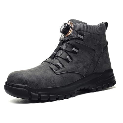 MlYJmer Arbeitsschutzstiefel Männer Frauen wasserdichte Schutzschuhe Arbeitsschuhe mit Stahlkappe,Grau,45 EU von MlYJmer