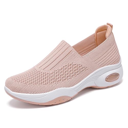 MlYJmer Atmungsaktive Mesh-Wanderschuhe Für Damen Stricken Leichte Bequeme Freizeitschuhe,Rosa,37 EU von MlYJmer