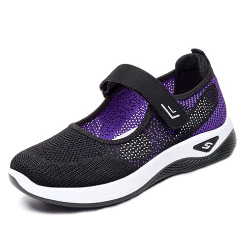 MlYJmer Atmungsaktive Mesh-Wanderschuhe für Damen Stricken Leichte Bequeme Freizeitschuhe,Schwarz,37 EU von MlYJmer