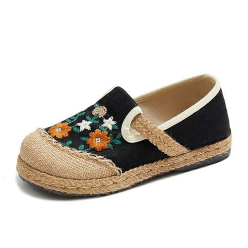 MlYJmer Canvas Schuhe Frauen Leinen Slip-On Flach Bequeme Loafer Damen Casual Bestickte Hanfsohle Sneaker,Schwarz,36 EU MlYJmer Canvas Schuhe Frauen Leinen Slip-On Flach Bequeme Loafer Damen Casual Bestickte Hanfsohle Sneaker,Schwarz,36 EU von MlYJmer