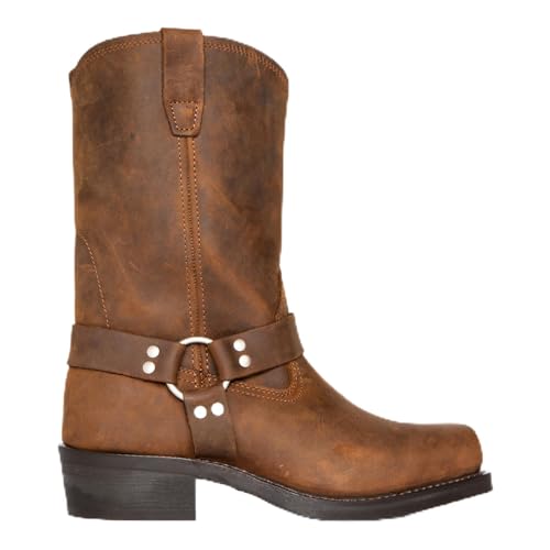 MlYJmer Cowboy-Stiefel für Männer,Western bestickte Stiefel, Square Toe Boots,Gelb,47 EU von MlYJmer