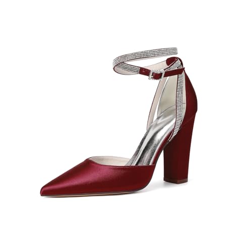 MlYJmer Damen Hochzeitsschuhe High Heel Knöchelriemen Party Elegante Brautschuhe,Burgundy,37 EU MlYJmer Damen Hochzeitsschuhe High Heel Knöchelriemen Party Elegante Brautschuhe,Burgundy,37 EU von MlYJmer