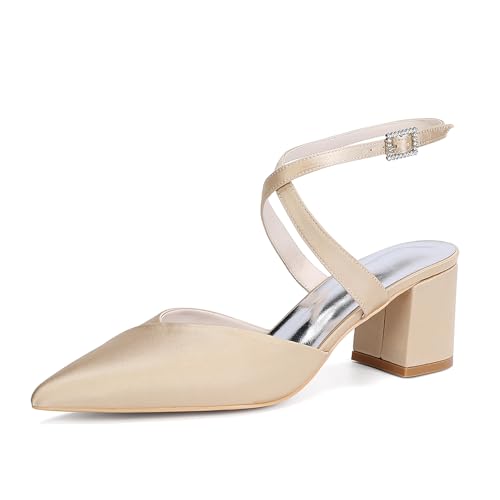 MlYJmer Damen Hochzeitsschuhe High Heel Knöchelriemen Party Elegante Brautschuhe,Champagne,36 EU MlYJmer Damen Hochzeitsschuhe High Heel Knöchelriemen Party Elegante Brautschuhe,Champagne,36 EU von MlYJmer