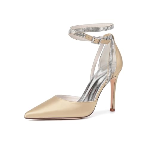 MlYJmer Damen Hochzeitsschuhe High Heel Knöchelriemen Party Elegante Brautschuhe,Champagne,37 EU MlYJmer Damen Hochzeitsschuhe High Heel Knöchelriemen Party Elegante Brautschuhe,Champagne,37 EU von MlYJmer