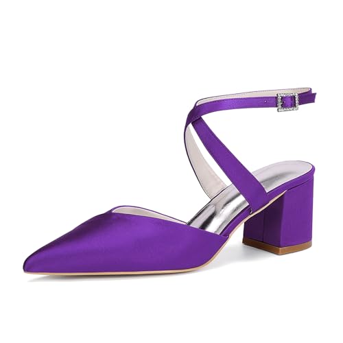 MlYJmer Damen Hochzeitsschuhe High Heel Knöchelriemen Party Elegante Brautschuhe,Dark Purple,38 EU MlYJmer Damen Hochzeitsschuhe High Heel Knöchelriemen Party Elegante Brautschuhe,Dark Purple,38 EU von MlYJmer