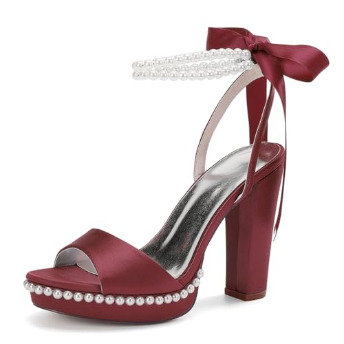 MlYJmer Damen Knöchelriemen High Heel Sandalen Abendschuhe Partei Hochzeitsschuhe Brautschuhe Sandalen,Burgundy,42 EU MlYJmer Damen Knöchelriemen High Heel Sandalen Abendschuhe Partei Hochzeitsschuhe Brautschuhe Sandalen,Burgundy,42 EU von MlYJmer