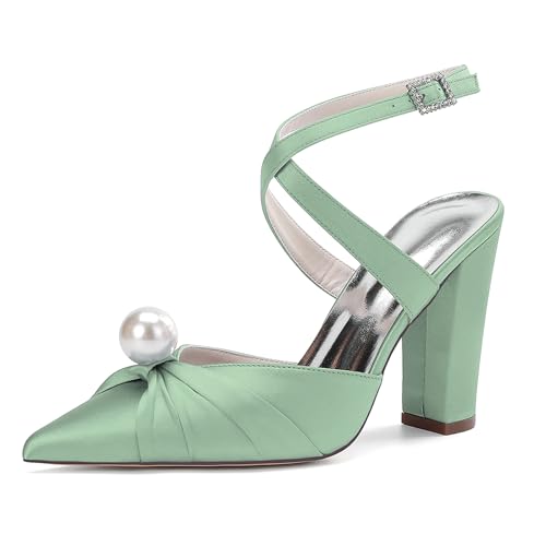 MlYJmer Damen Pumps High Heels geschlossene Zehen Heels für Frauen Hochzeit Kleid Schuhe,Grass Green,43 EU von MlYJmer