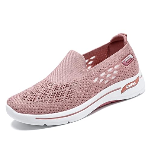 MlYJmer Damen Slip On Laufschuhe Atmungsaktive Mesh Sportschuhe Leichte Bequeme Freizeitschuhe,Rosa,36 EU von MlYJmer