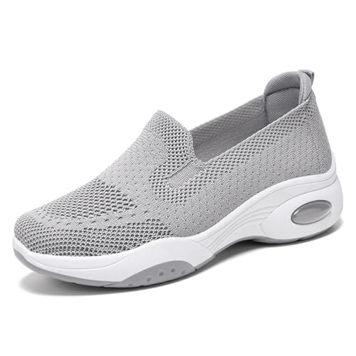 MlYJmer Damen Slip-On Wanderschuhe Atmungsaktives Mesh Bequeme Freizeitschuhe,Grau,39 EU von MlYJmer