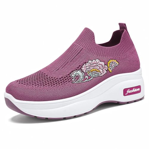 MlYJmer Damen Slip-On Wanderschuhe Atmungsaktives Mesh Bequeme Freizeitschuhe,Lila,37 EU von MlYJmer