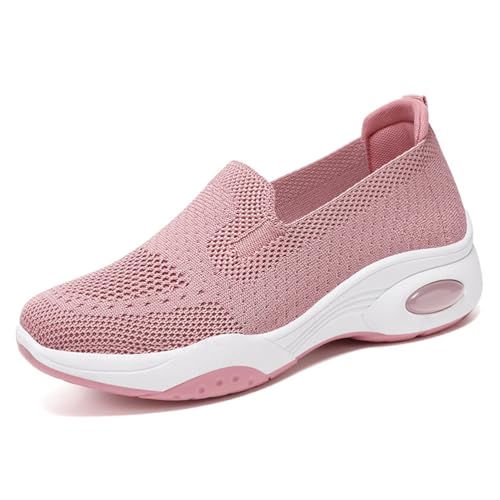 MlYJmer Damen Slip-On Wanderschuhe Atmungsaktives Mesh Bequeme Freizeitschuhe,Rosa,37 EU von MlYJmer