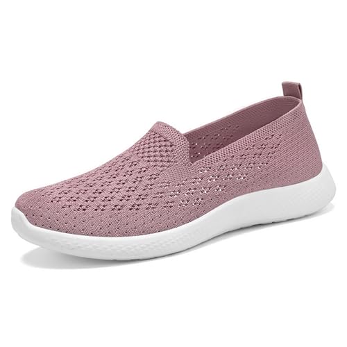 MlYJmer Damen Slip-On Wanderschuhe Atmungsaktives Mesh Bequeme Freizeitschuhe,Rosa,39 EU von MlYJmer