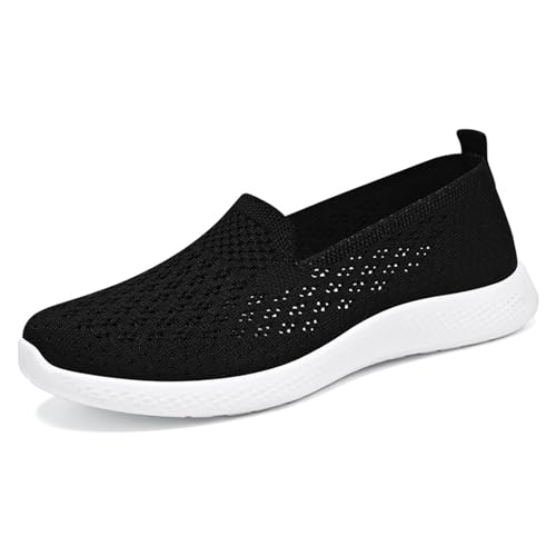 MlYJmer Damen Slip-On Wanderschuhe Atmungsaktives Mesh Bequeme Freizeitschuhe,Schwarz,35 EU von MlYJmer