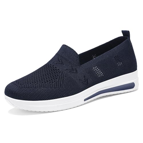 MlYJmer Damen Sommer Leichte Freizeit Turnschuhe Mesh Strick Atmungsaktive Wanderschuhe,Dark Blue,38 EU von MlYJmer