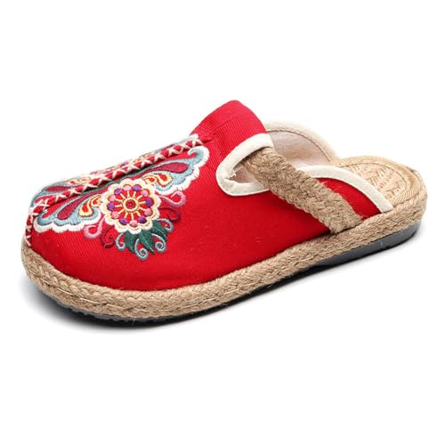 MlYJmer Frauen Casual Leinen Stickerei Pantoletten Flache Hausschuhe Sommer Damen Canvas Bequeme Espadrille Schuhe,Rot,35 EU MlYJmer Frauen Casual Leinen Stickerei Pantoletten Flache Hausschuhe Sommer Damen Canvas Bequeme Espadrille Schuhe,Rot,35 EU von MlYJmer