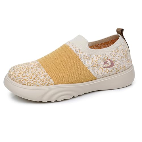 MlYJmer Frauen Casual Pantoletten Flache Hausschuhe Sommer Damen Canvas Bequeme Schuhe,Gelb,40 EU von MlYJmer