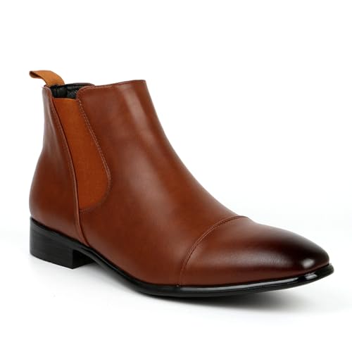 MlYJmer Herren Chelsea Boots Freizeitstiefeletten Elegante Stiefel,Braun,45 EU von MlYJmer