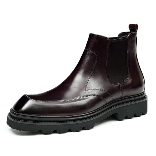 MlYJmer Herren Chelsea Boots Leder Mode Plateau Business Stiefeletten,Braun,38 EU von MlYJmer